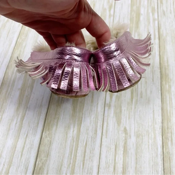 J. Crew Crewcuts Pink Metallic Faux Fur Moccasin Slippers